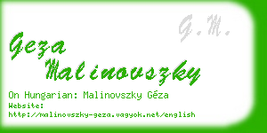 geza malinovszky business card